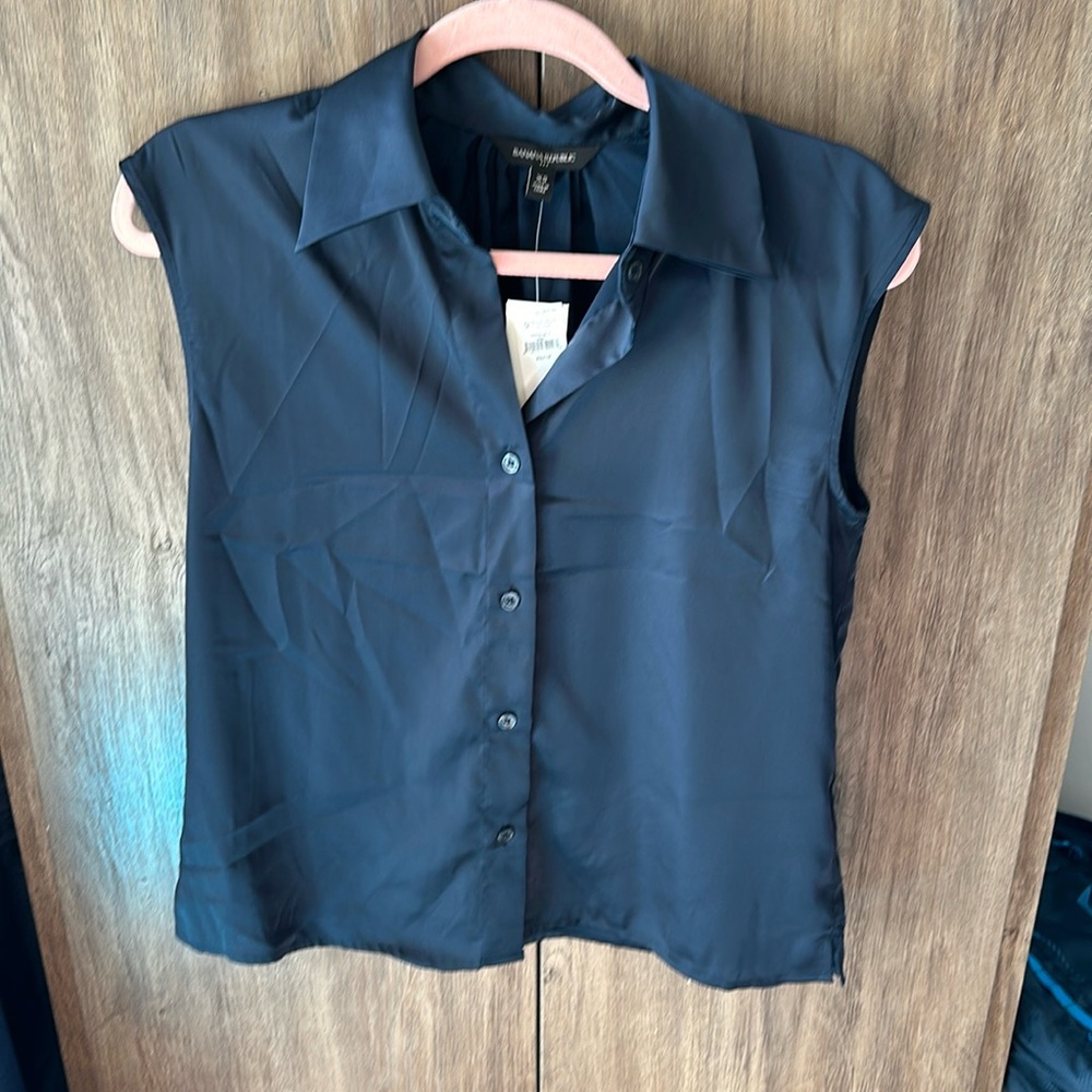 BNWT navy satin blouse